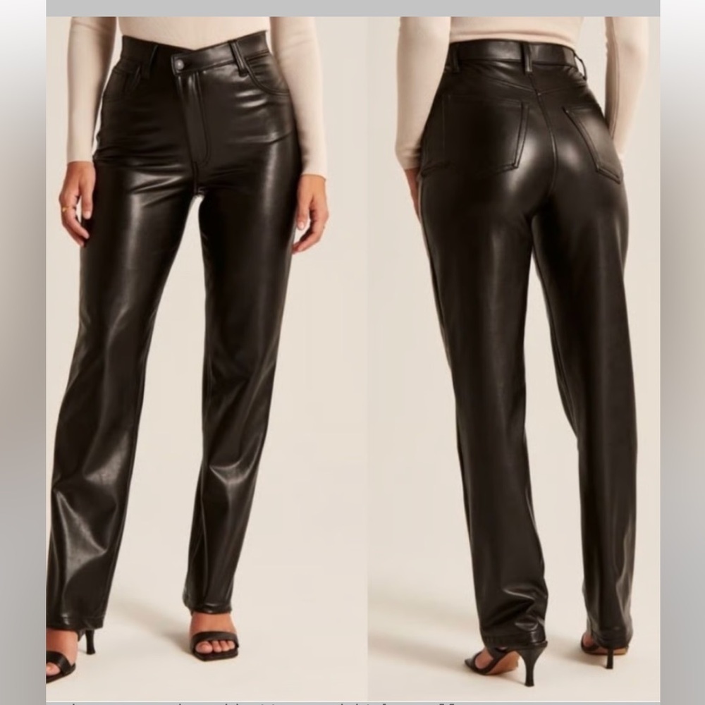 Abercrombie NEW‎ WITH TAGS 90’s Straight Ultra High Rise Leather Pants 27 grunge
